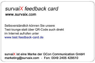 Rückseite survaiX feedback card